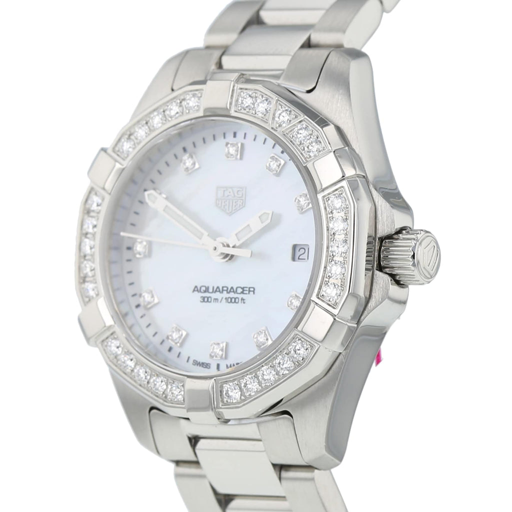 Tag Heuer Aquaracer Diamonds White Dial Silver Steel Strap Watch For Women Wbd1415 Ba0741 -korean beauty