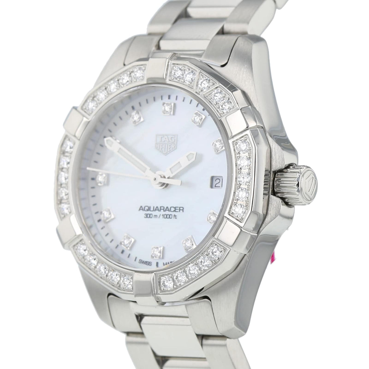 Tag Heuer Aquaracer Diamonds White Dial Silver Steel Strap Watch For Women Wbd1415 Ba0741 -korean beauty