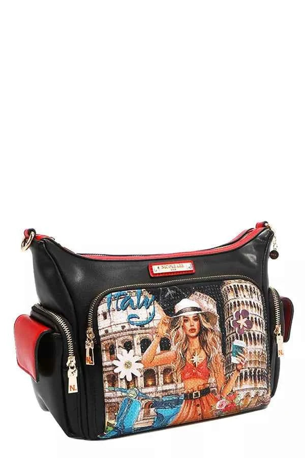 Nicole Lee USA Martha Travels Italy Multi Pocket Shoulder Bag