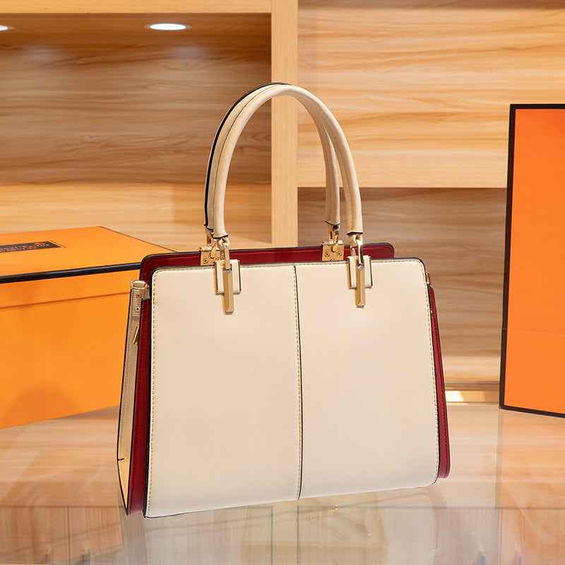 Embroidered Leather Top Handle Handbag