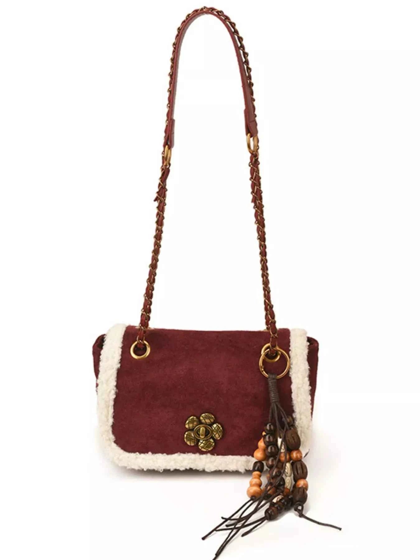 Fluffy Trim Shoulder Bag