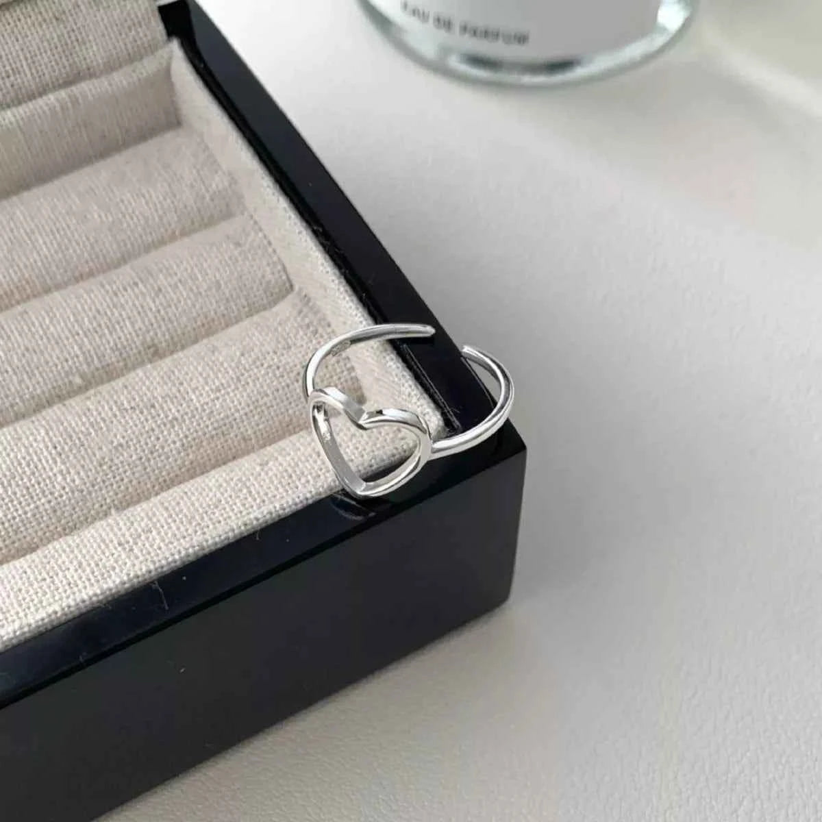 925 Sterling Silver Heart Open Ring