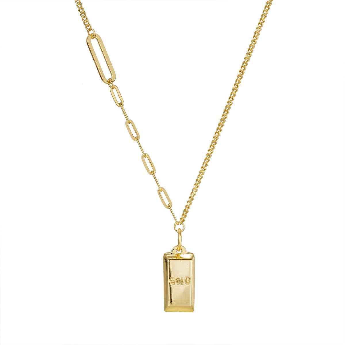 18K Gold-Plated Bar Pendant Necklace
