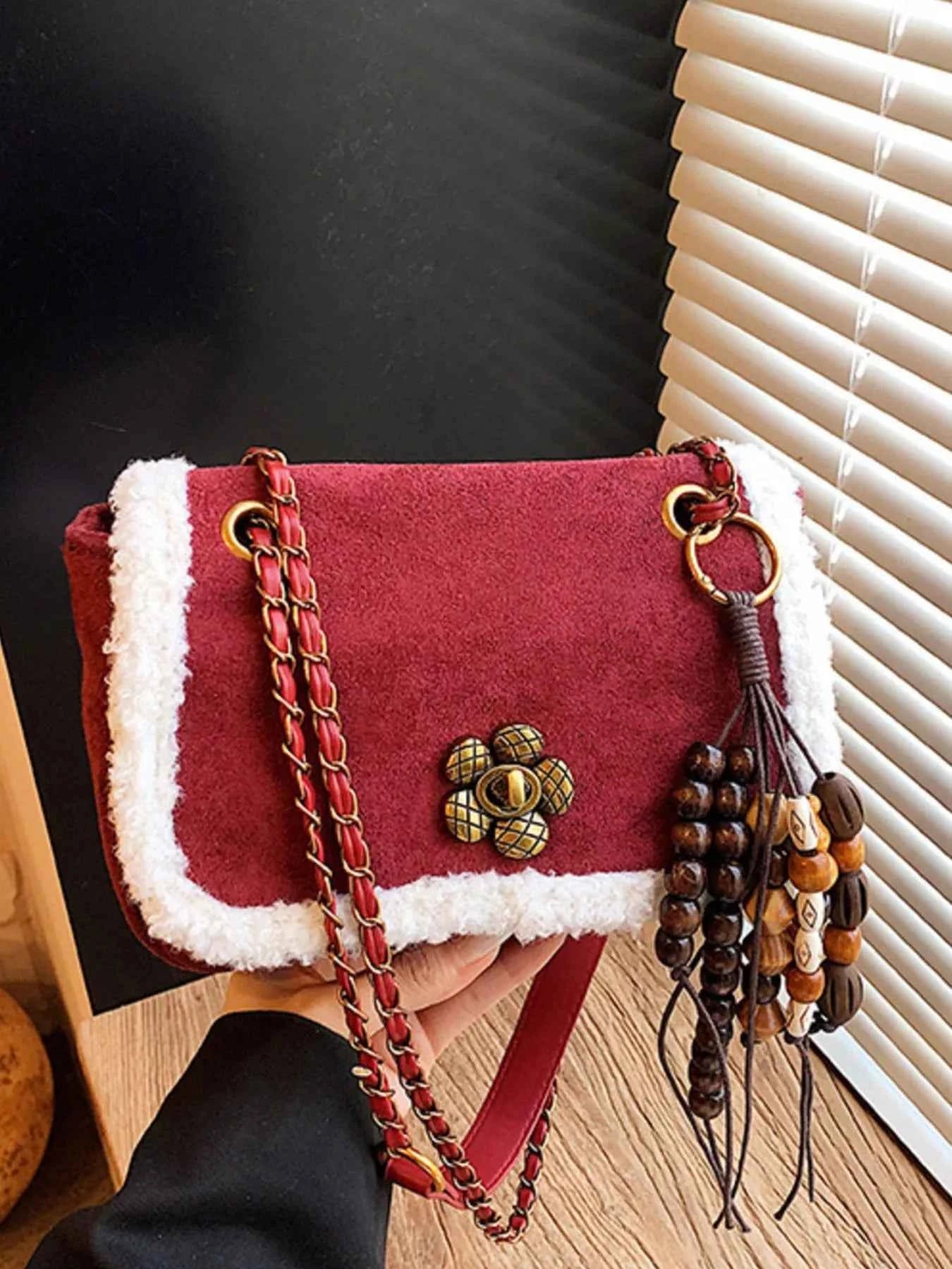 Fluffy Trim Shoulder Bag
