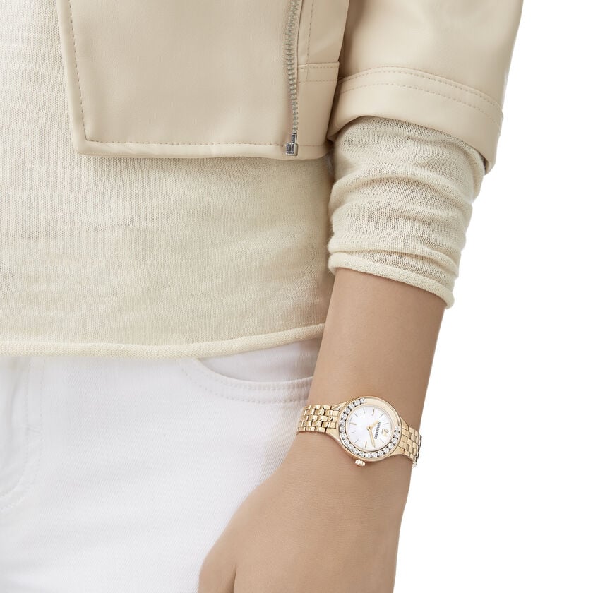 Swarovski Lovely Crystals Mini Ladies Rose Gold White Watch 5261496 -korean beauty