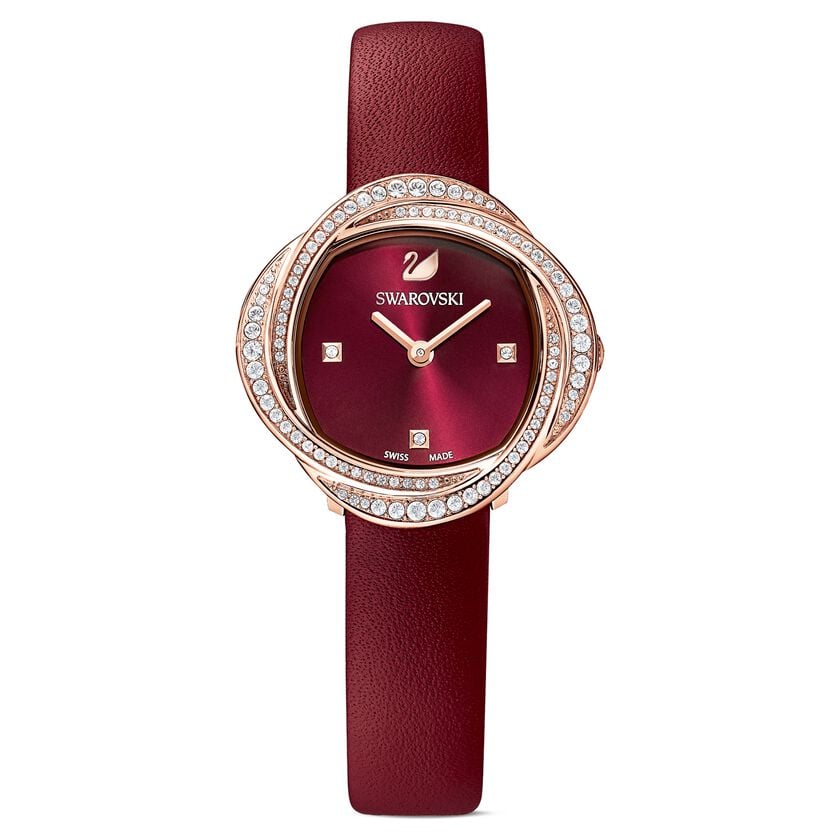 Swarovski Crystal Flower Ladies Red Watch 5552780 -korean beauty