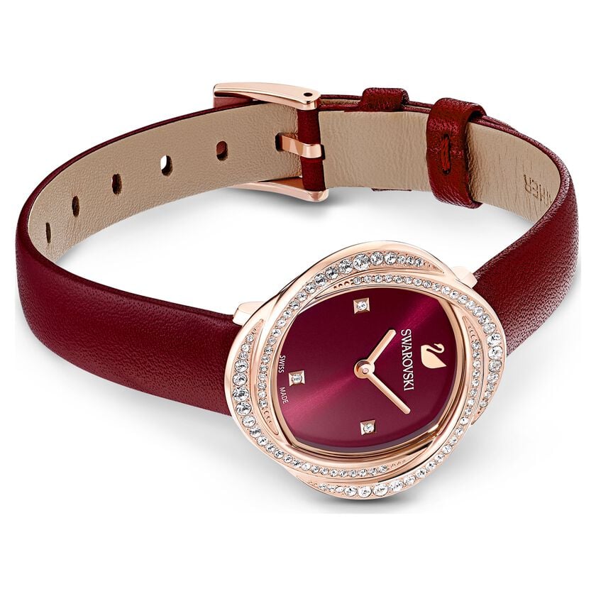 Swarovski Crystal Flower Ladies Red Watch 5552780 -korean beauty