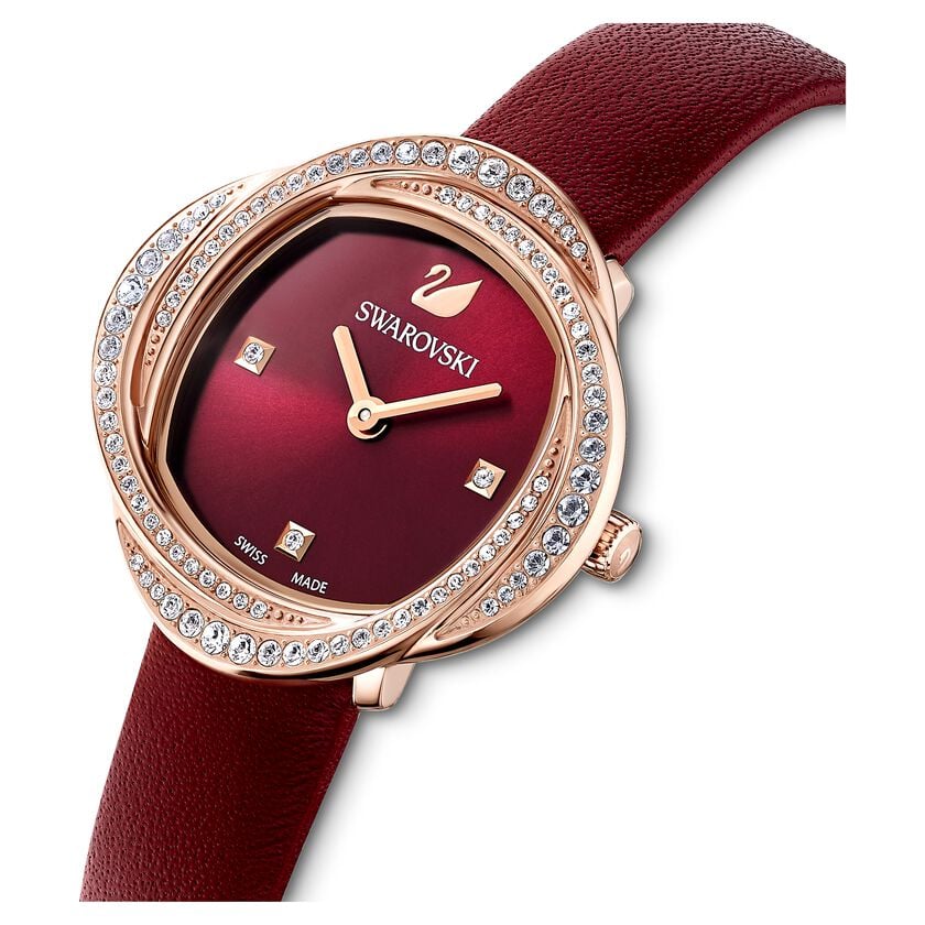 Swarovski Crystal Flower Ladies Red Watch 5552780 -korean beauty
