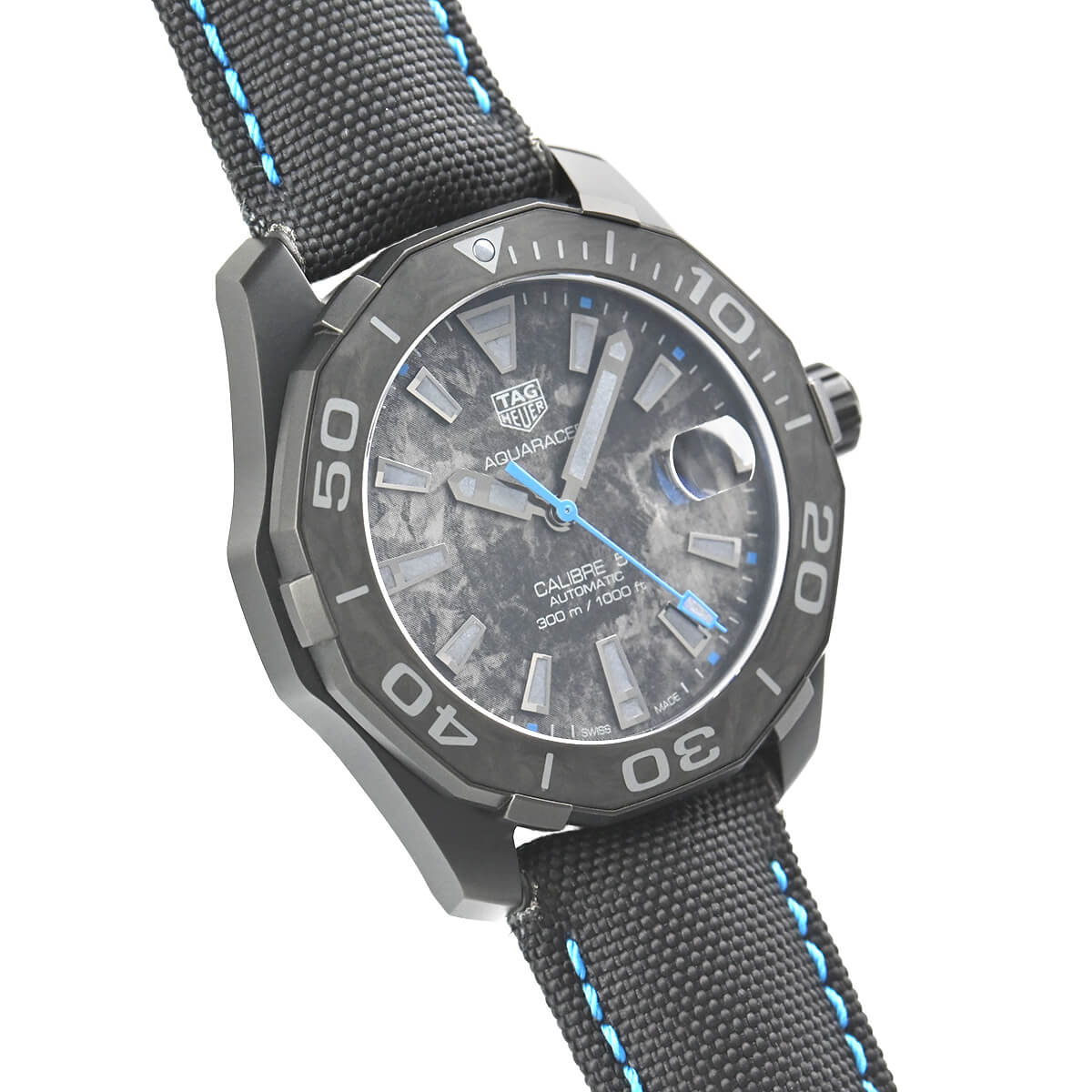 Tag Heuer Aquaracer Calibre 5 Black Nylon Strap Carbon Dial Watch For Men Wbd218c Fc6447 -korean beauty