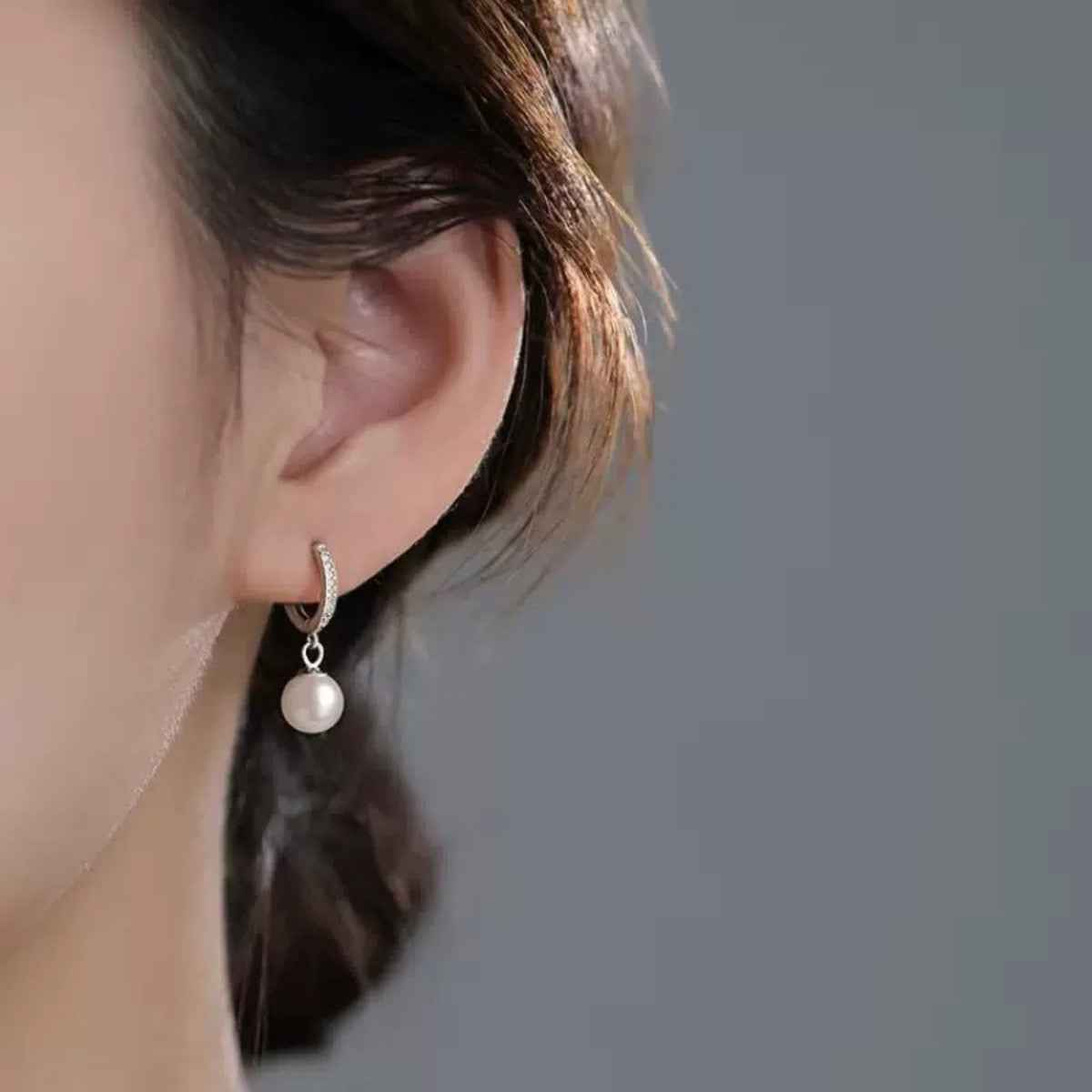 Pearl Drop Hoop Earrings