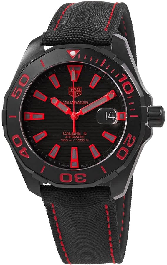 Tag Heuer Aquaracer Caliber 5 Black Dial Black Nylon Strap Watch For Men Way208a Fc6381 -korean beauty