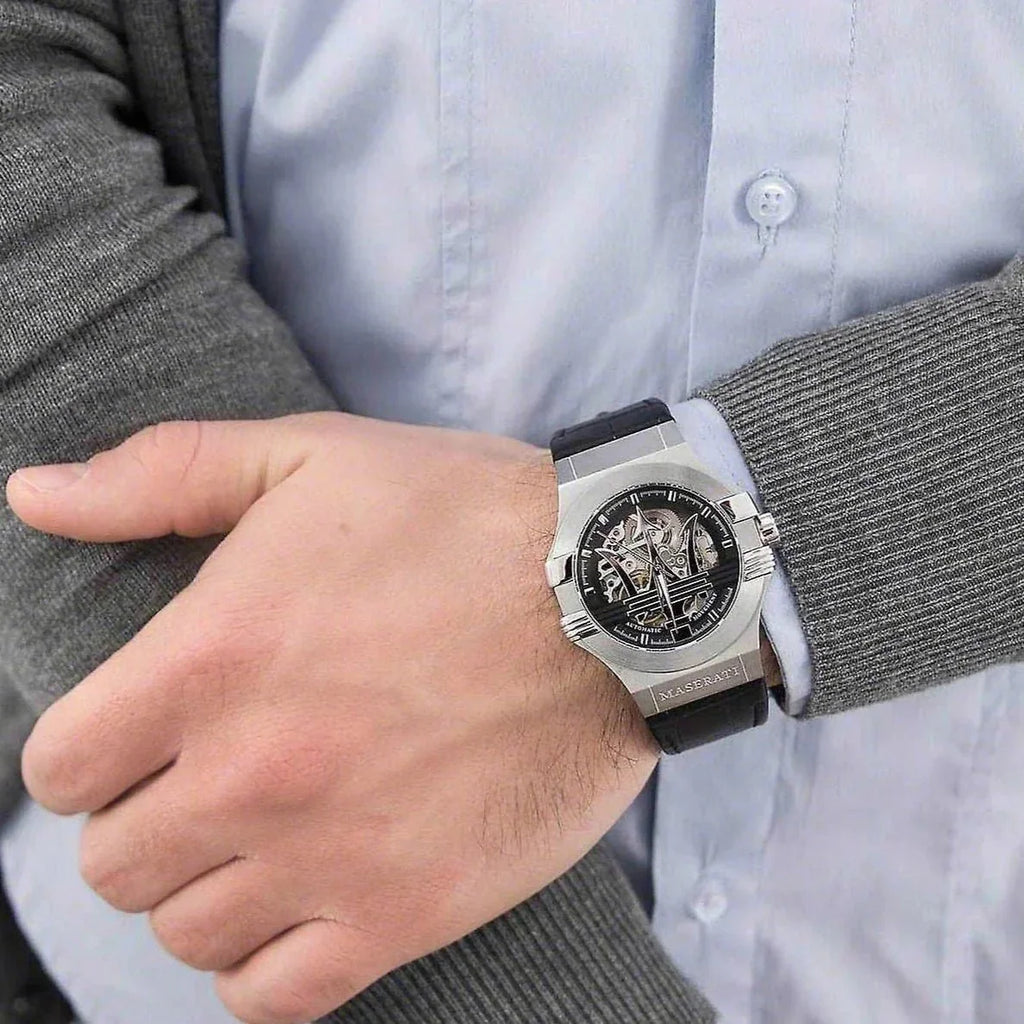 Maserati R8821108001 Potenza Automatic Mens Silver Watch -korean beauty