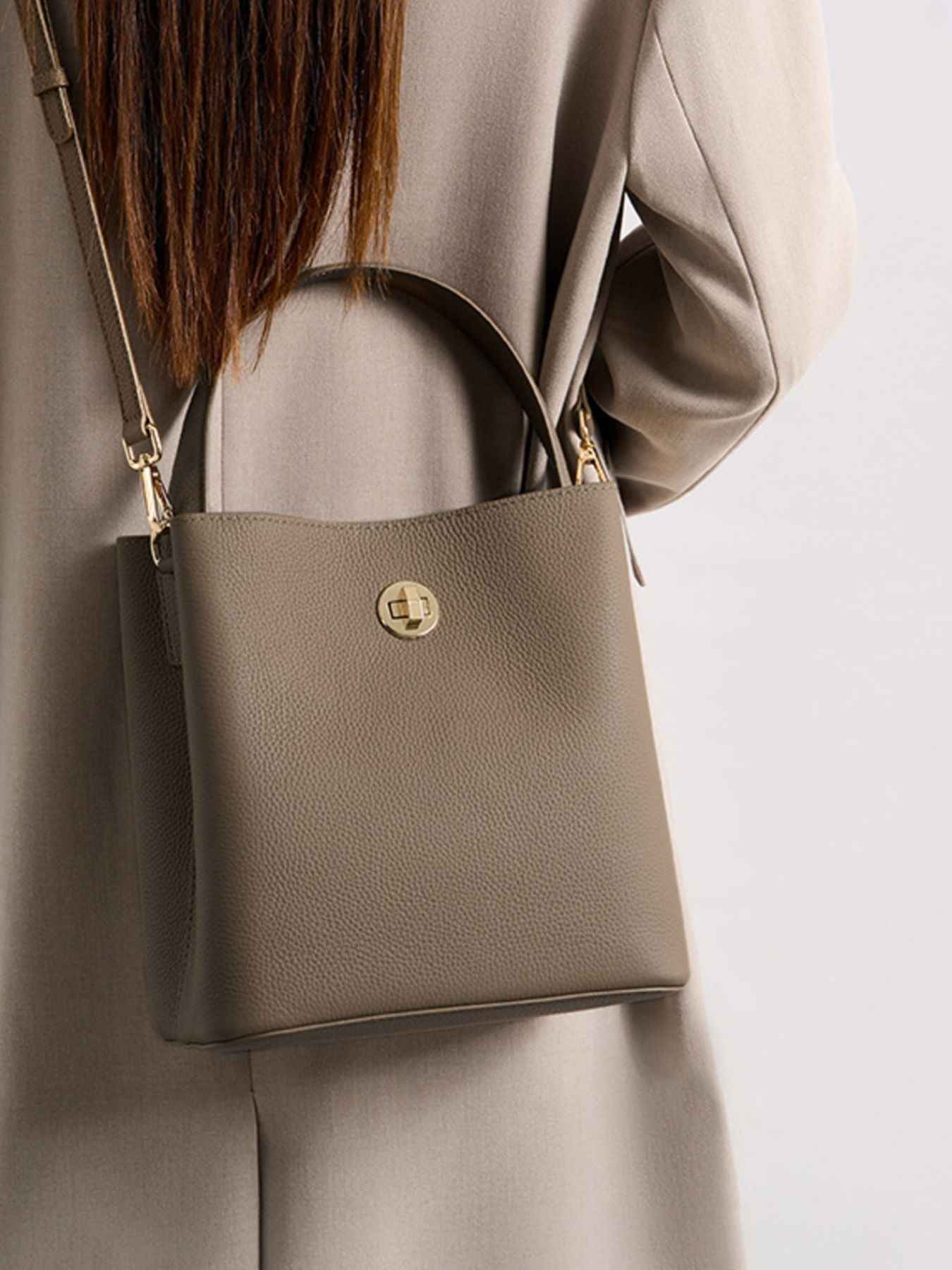 Leather Bucket Crossbody Bag