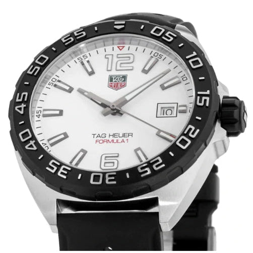 Tag Heuer Formula 1 Quartz White Dial Black Rubber Strap Watch For Men Waz1111 Ft8023 -korean beauty