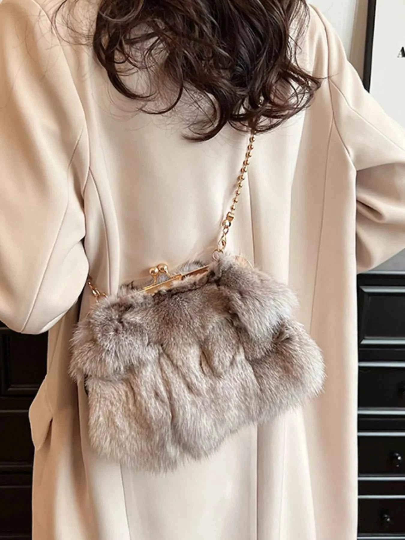 Furry Chain Crossbody Bag