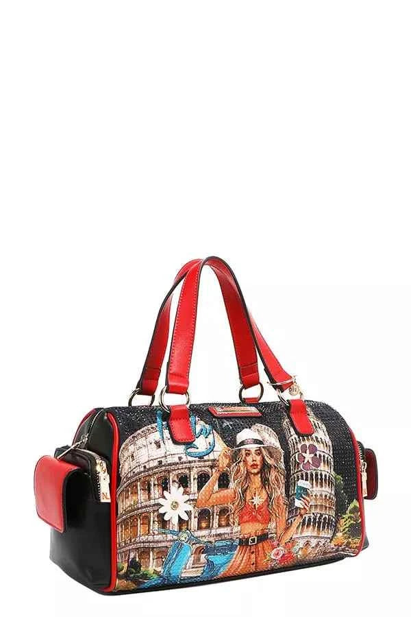 Nicole Lee USA Martha Travels Italy Wide Handbag with Rhinestones