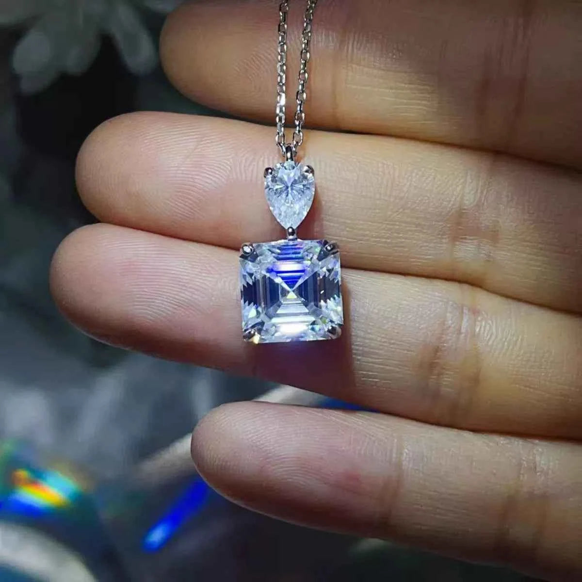 5.8 Carat Moissanite 925 Sterling Silver Pendant Necklace
