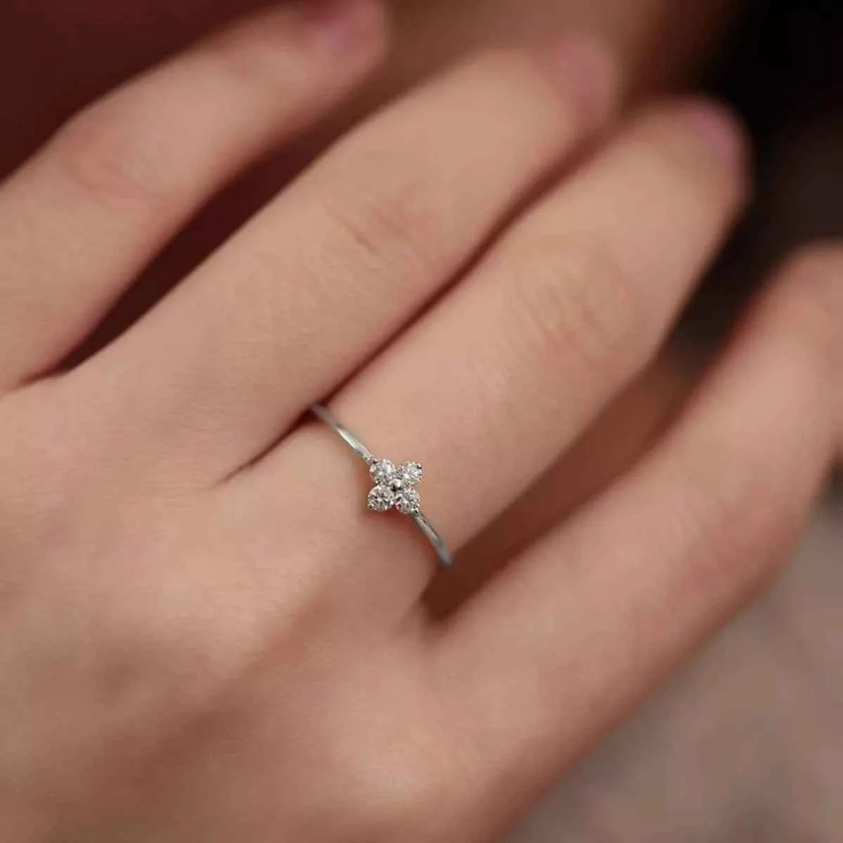 925 Sterling Silver Four-Leaf Clover Ring