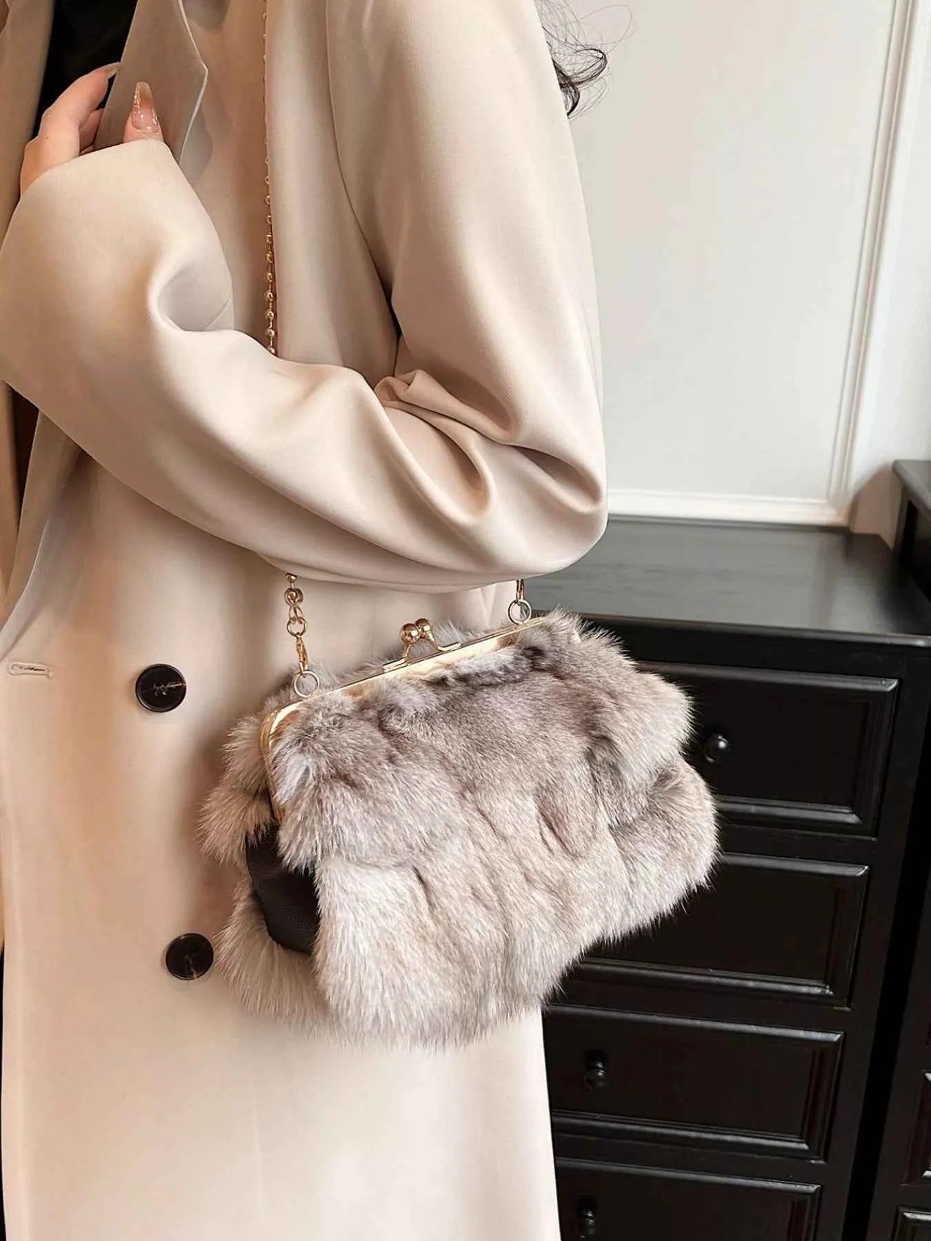 Furry Chain Crossbody Bag