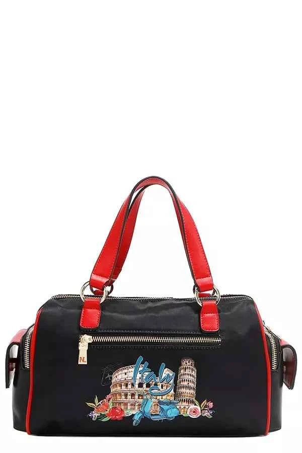 Nicole Lee USA Martha Travels Italy Wide Handbag with Rhinestones