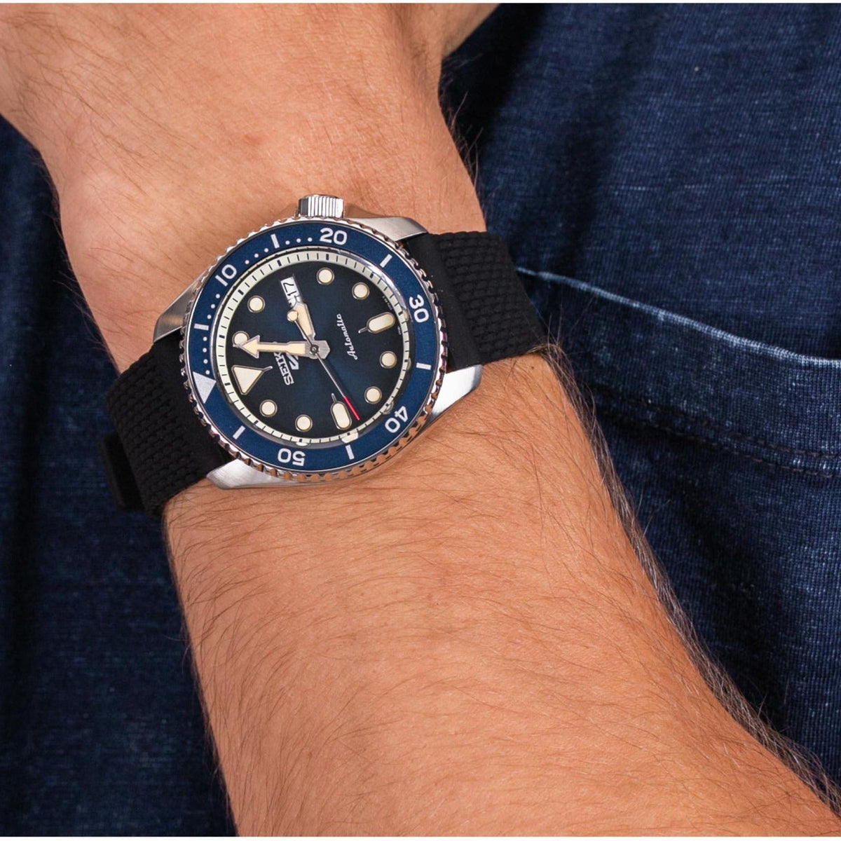 Seiko 5 Sports Auto Mens Blue Watch Srpd71k2 -korean beauty