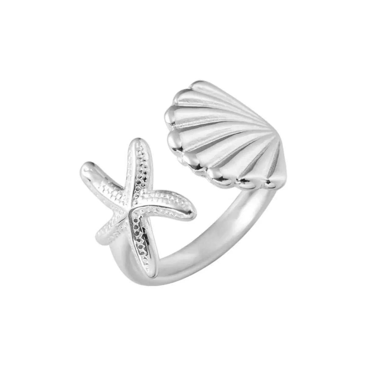 Starfish & Seashell Open Ring