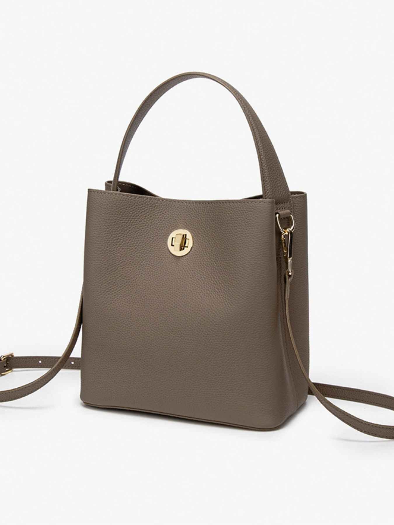Leather Bucket Crossbody Bag