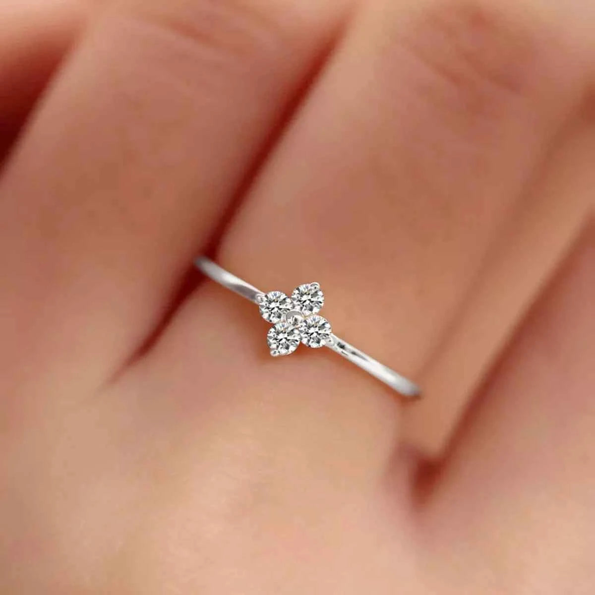 925 Sterling Silver Four-Leaf Clover Ring