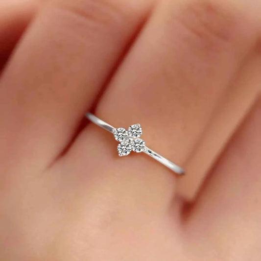 925 Sterling Silver Four-Leaf Clover Ring