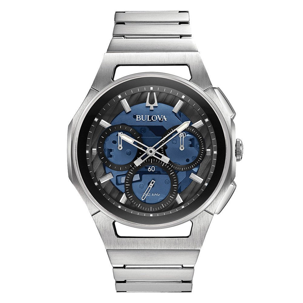 Bulova Curv Mens Blue Watch 96a205 -korean beauty