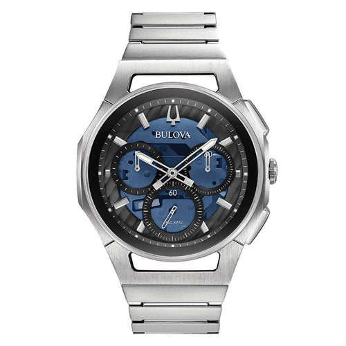 Bulova Curv Mens Blue Watch 96a205 -korean beauty