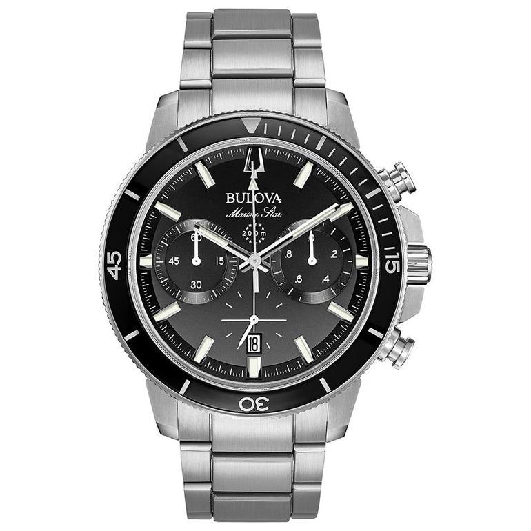 Bulova Marine Star Mens Black Watch 96b272 -korean beauty