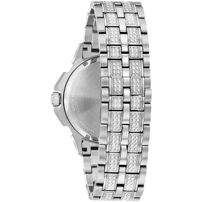 Bulova Crystal Mens Silver Watch 96c134 -korean beauty