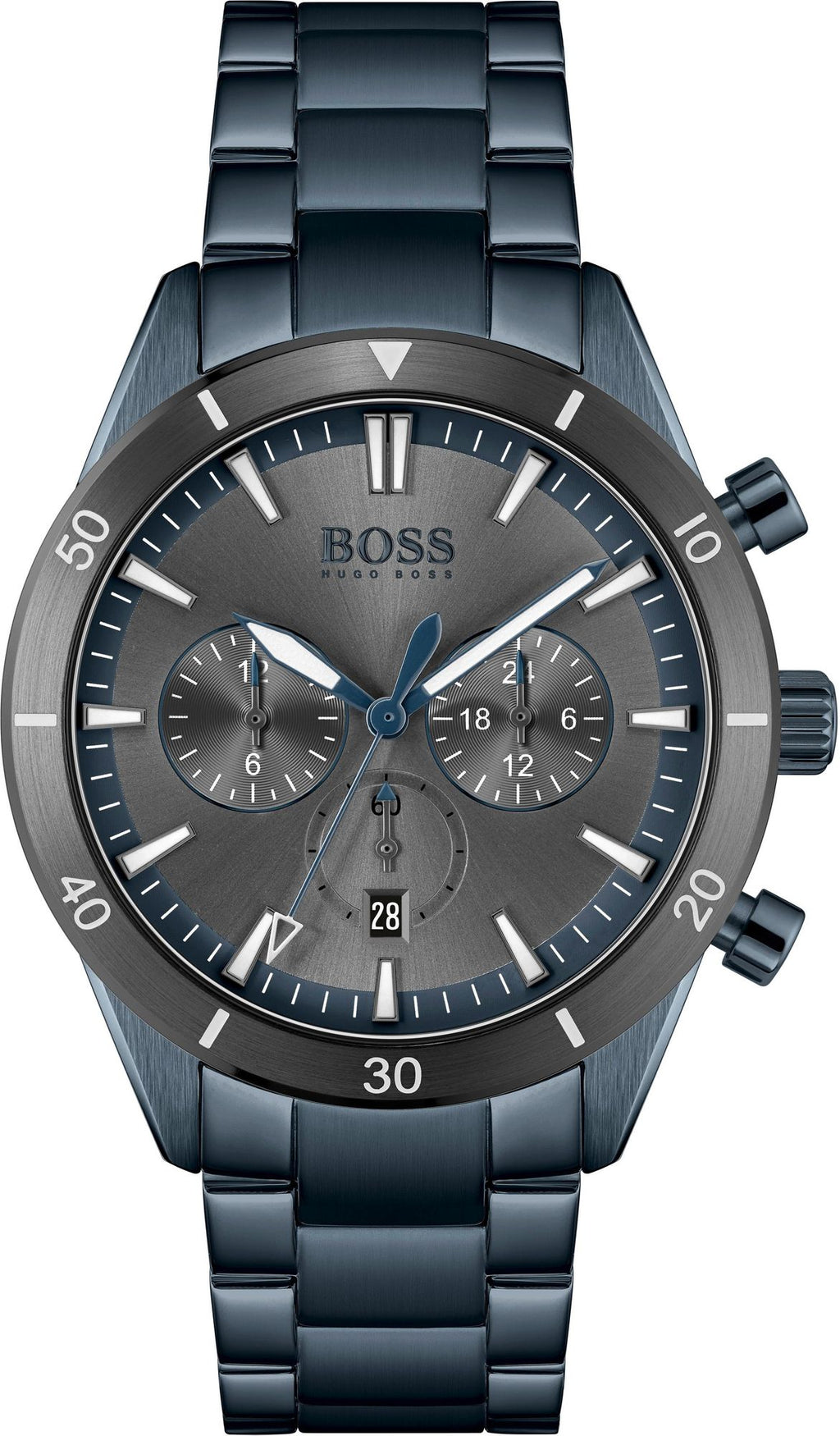 Hugo Boss Mens 1513865 Chronograph Blue Stainless Steel Watch -korean beauty