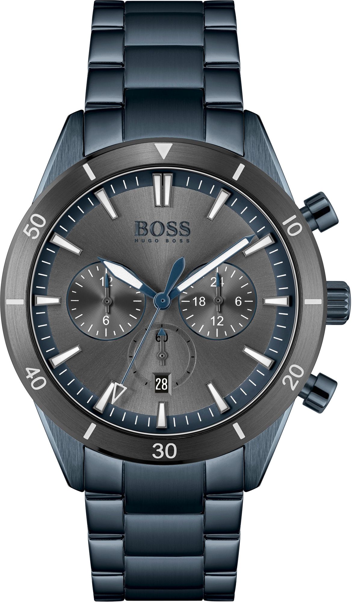 Hugo Boss Mens 1513865 Chronograph Blue Stainless Steel Watch -korean beauty