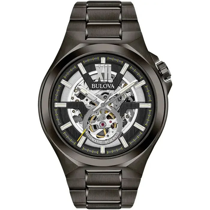 Bulova Maquina Mens Silver Watch 98a179 -korean beauty