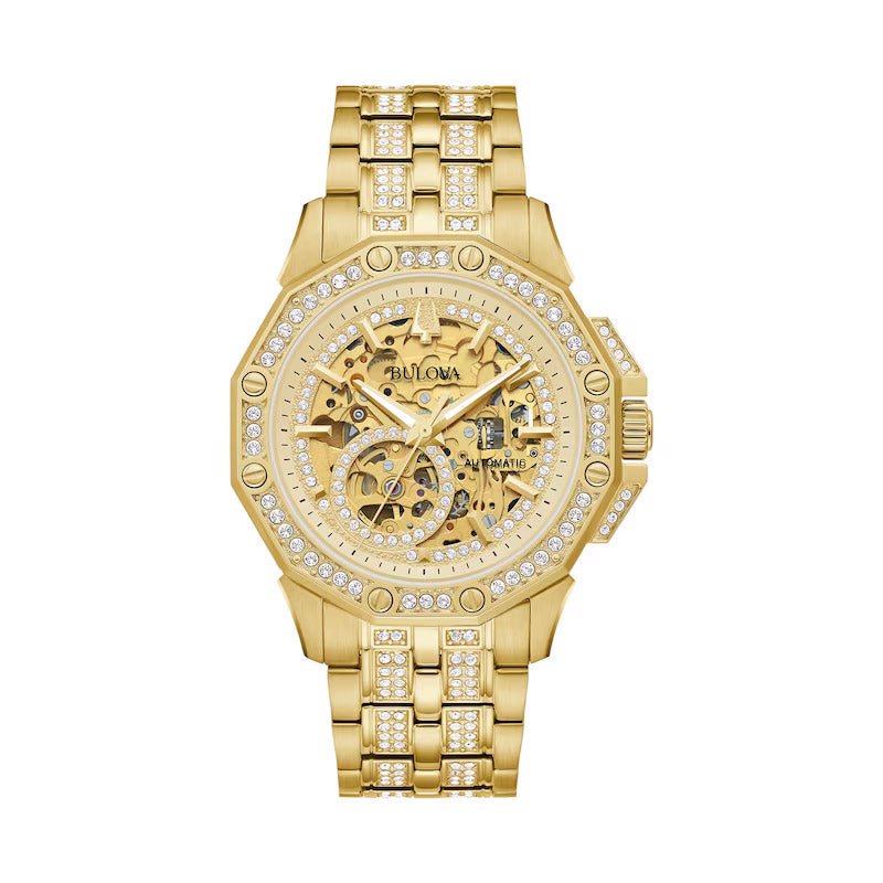 Bulova Crystal Mens Gold Watch 98a292 -korean beauty