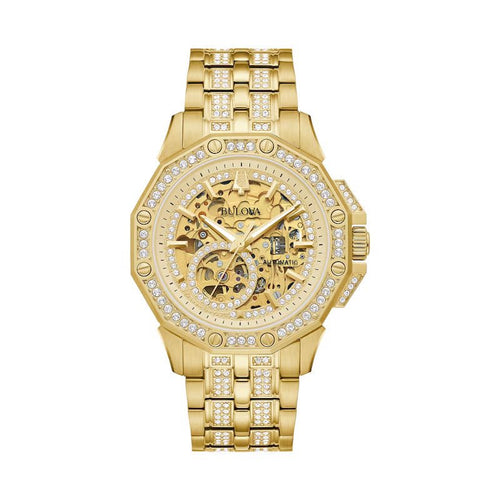 Bulova Crystal Mens Gold Watch 98a292 -korean beauty