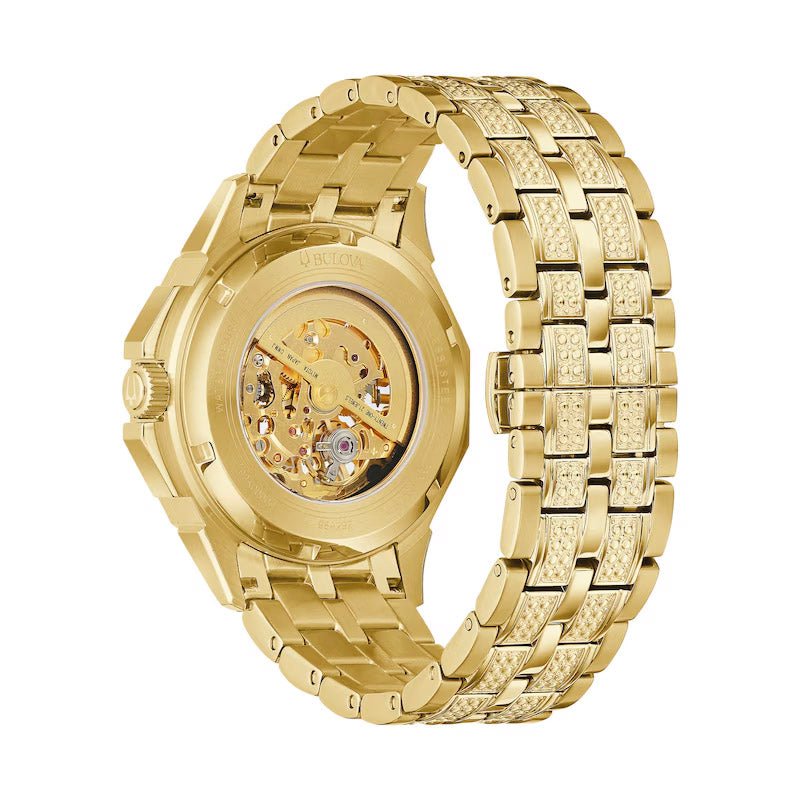 Bulova Crystal Mens Gold Watch 98a292 -korean beauty