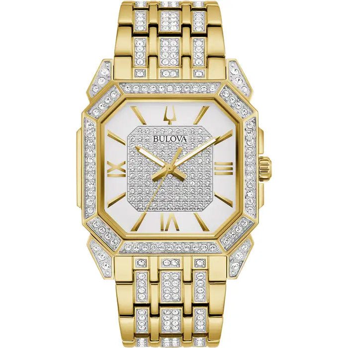 Bulova Crystal Mens White Watch 98a295 -korean beauty