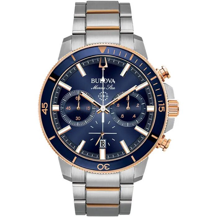 Bulova Marine Star Mens Blue Watch 98b301 -korean beauty