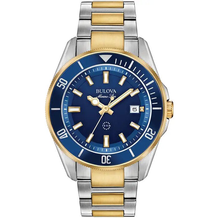 Bulova Marine Star Mens Two Tone Watch 98b334 -korean beauty