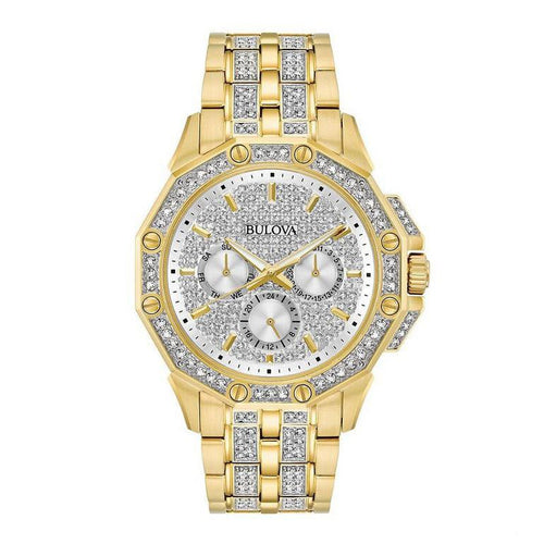 Bulova Crystal Mens Silver Watch 98c126 -korean beauty