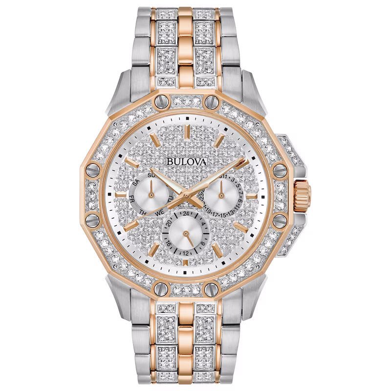 Bulova Crystal Mens Silver Watch 98c133 -korean beauty