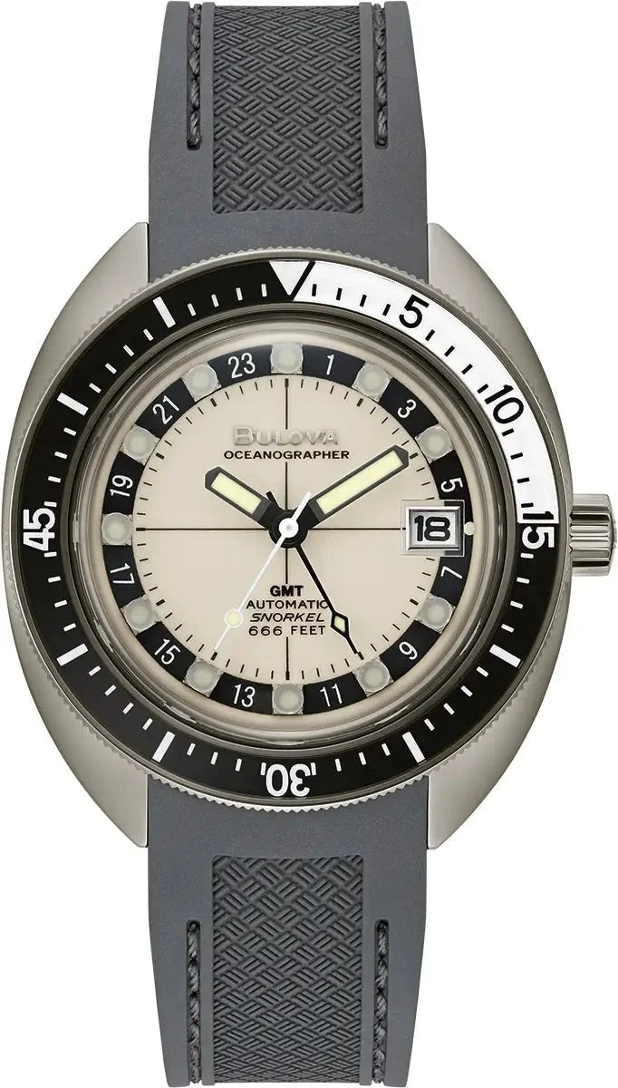 Bulova Oceanographer Gmt Mens White Watch 98b407 -korean beauty