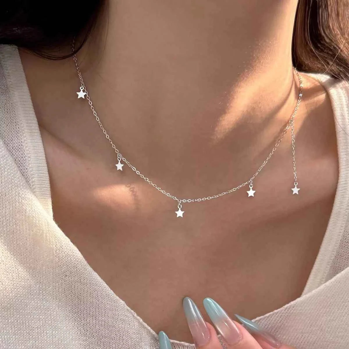 925 Sterling Silver Star Charm Necklace