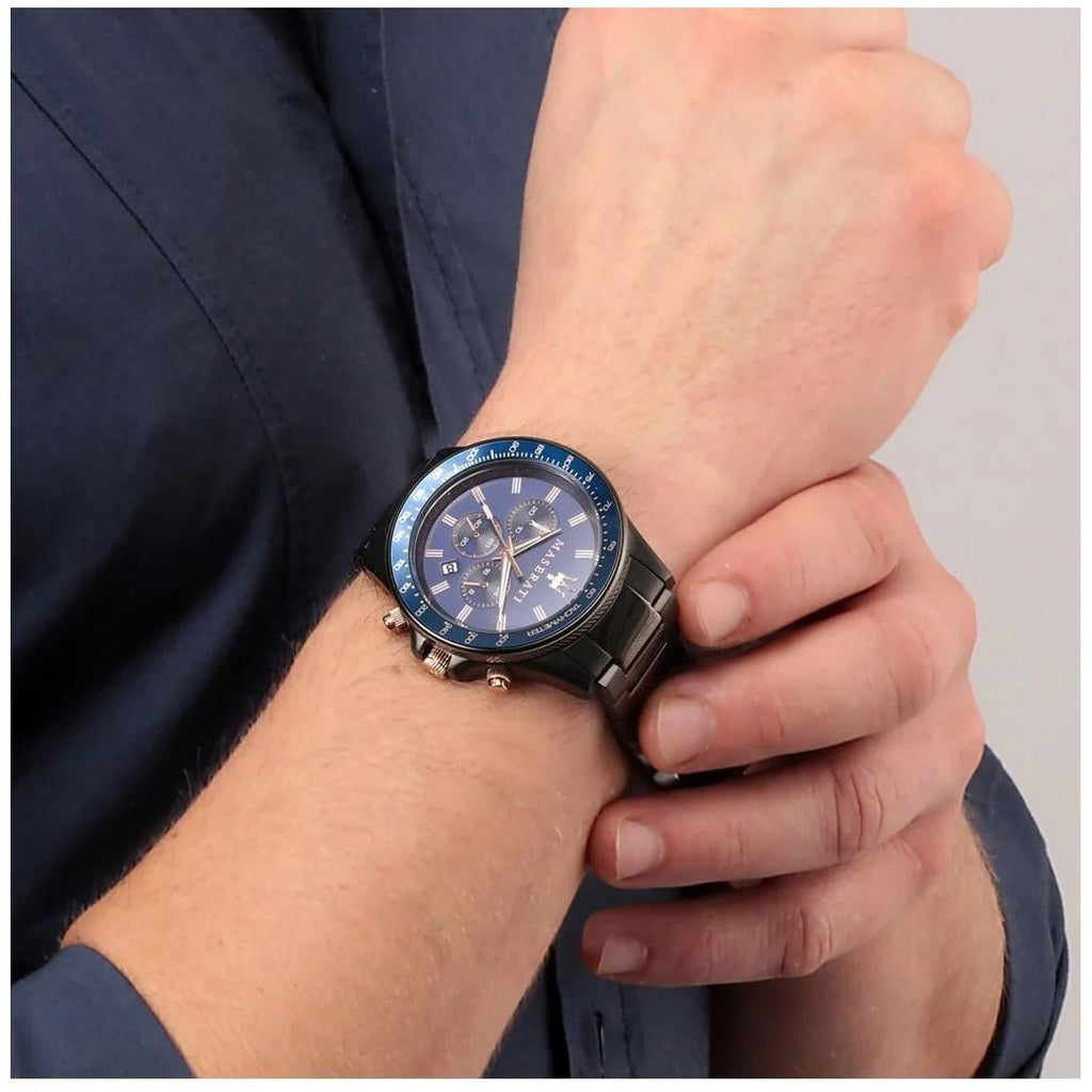 Maserati R8873640001 Sfida Chrono Mens Black Watch -korean beauty