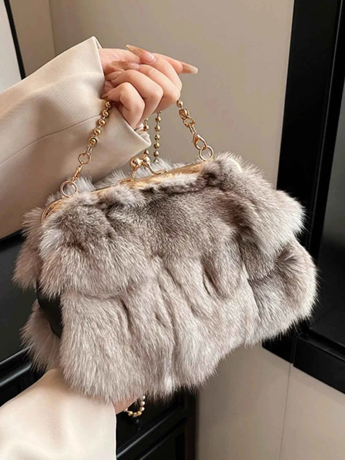Furry Chain Crossbody Bag