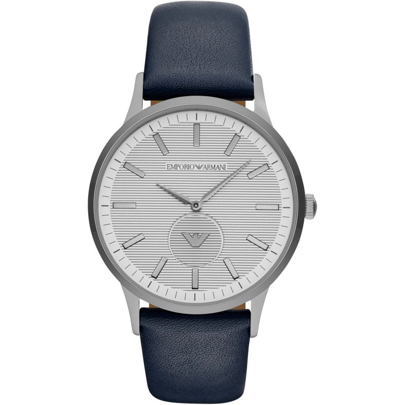Emporio Armani Renato White Dial Blue Leather Strap Watch For Men Ar11119 -korean beauty