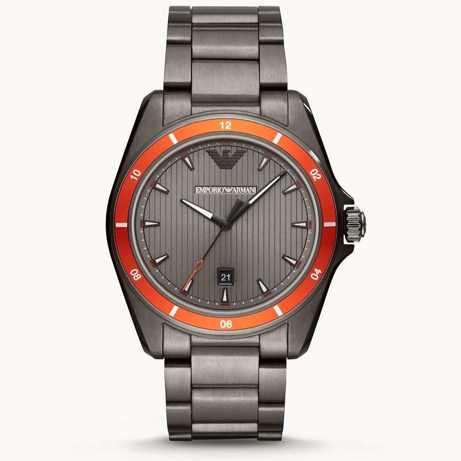 Emporio Armani Sigma Quartz Grey Dial Grey Steel Strap Watch For Men Ar11178 -korean beauty
